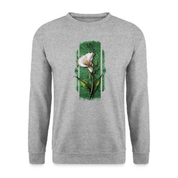 Elegant Blossoms: Calla Lily Floral Design - Unisex Sweatshirt - salt & pepper - Front - Alina (178cm) & Michal (187cm)