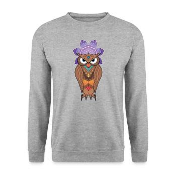 Eule - Unisex Pullover - Weißgrau meliert - Vorne - Alina (178cm) & Michal (187cm)