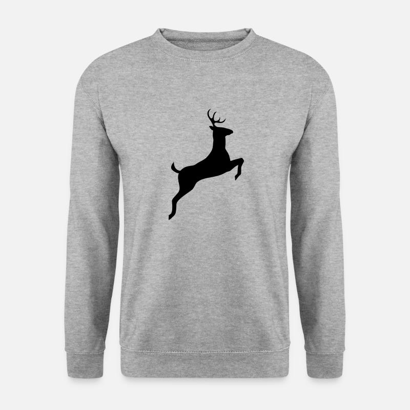 Hirsch - Unisex Pullover - Weißgrau meliert