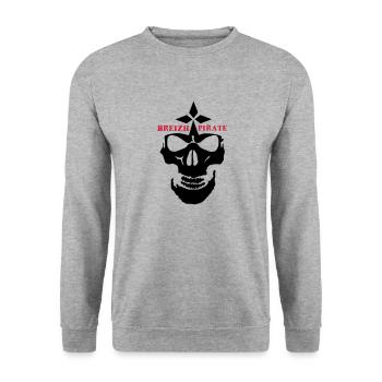 breizh pirate skull and crossbones ermine - Unisex Sweatshirt - salt & pepper - Front - Alina (178cm) & Michal (187cm)