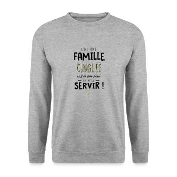 J'ai une famille cinglée et je peux m'en servir - Sweat-shirt Unisexe - gris chiné - Devant - Alina (178cm) & Michal (187cm)