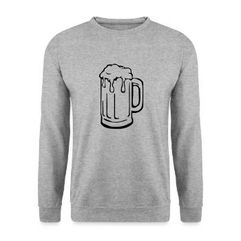 Bierkrug - Unisex Pullover - Weißgrau meliert - Vorne - Alina (178cm) & Michal (187cm)