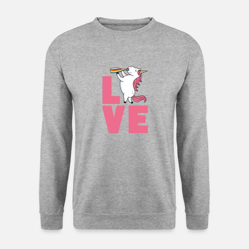 Love Einhorn - Unisex Pullover - Weißgrau meliert