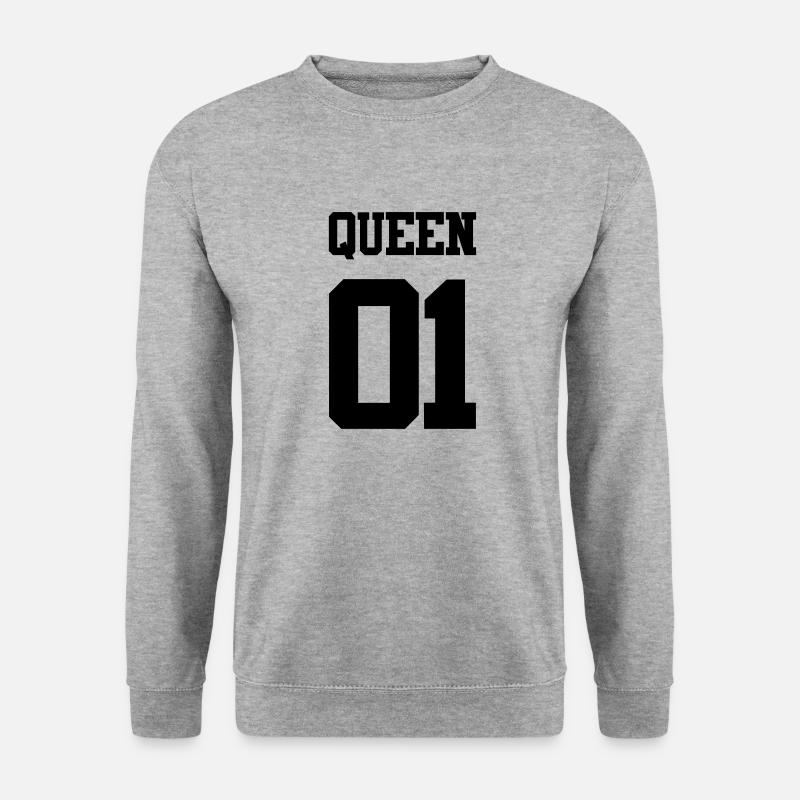 QUEEN 01 - PARTNERSHIRTS für Partnerlook Beziehung - Unisex Pullover - Weißgrau meliert