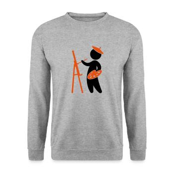 A painter working on his masterpiece - Unisex Sweatshirt - salt & pepper - Front - Alina (178cm) & Michal (187cm)