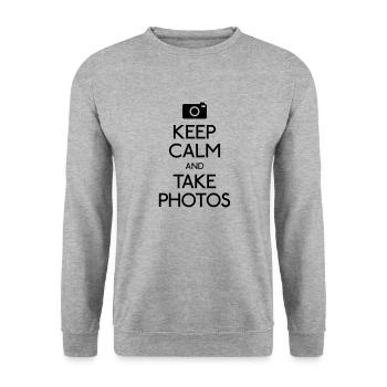 Keep Calm and take photos - Sweat-shirt Unisexe - gris chiné - Devant - Alina (178cm) & Michal (187cm)