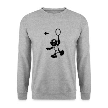 dessin cartoon BD sport badminton rigolo - Sweat-shirt Unisexe - gris chiné - Devant - Alina (178cm) & Michal (187cm)