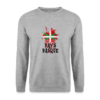 pays basque 09 - Sweat-shirt Unisexe - gris chiné - Devant - Alina (178cm) & Michal (187cm)