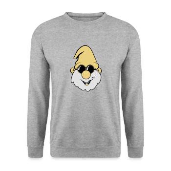 Wichtel Mütze Sonnenbrille - Unisex Pullover - Weißgrau meliert - Vorne - Alina (178cm) & Michal (187cm)