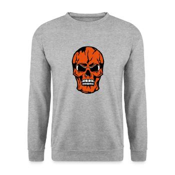 Todeskopf crane halloween - Unisex Pullover - Weißgrau meliert - Vorne - Alina (178cm) & Michal (187cm)