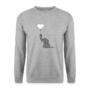 luftballon herz form liebe elefant gluecklich nied - Unisex Pullover - Weißgrau meliert - Vorne - Alina (178cm) & Michal (187cm)