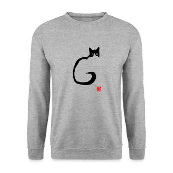 archetypisches neko02 - Unisex Pullover - Weißgrau meliert - Vorne - Alina (178cm) & Michal (187cm)