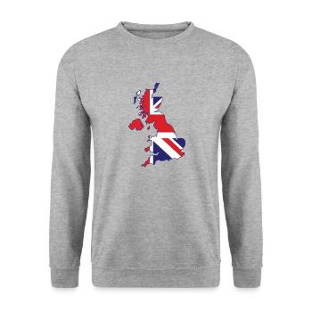 Carte du Royaume-Uni avec le Royaume-Uni - Sweat-shirt Unisexe - gris chiné - Devant - Alina (178cm) & Michal (187cm)