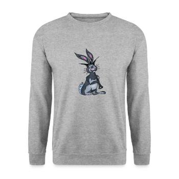 Benny le lapin joue de la clarinette - Sweat-shirt Unisexe - gris chiné - Devant - Alina (178cm) & Michal (187cm)