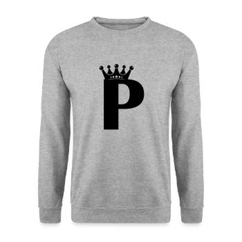Couronne de lettre P - Sweat-shirt Unisexe - gris chiné - Devant - Alina (178cm) & Michal (187cm)