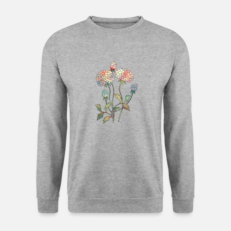 Blumen - Unisex Pullover - Weißgrau meliert