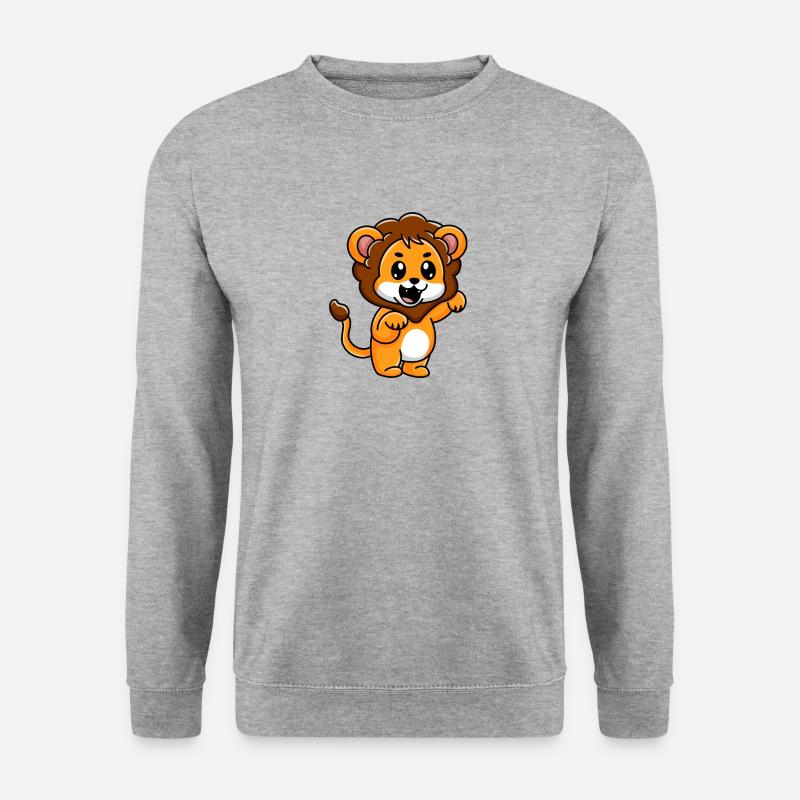 Süßer kleiner Baby Löwe - Unisex Pullover - Weißgrau meliert