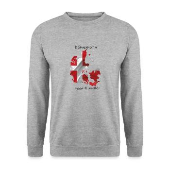 Dänemark Hygge & Mee(h)r Flagge Stoff - Unisex Pullover - Weißgrau meliert - Vorne - Alina (178cm) & Michal (187cm)