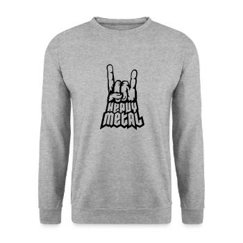 Signal de la main Heavy Metal Logo - Sweat-shirt Unisexe - gris chiné - Devant - Alina (178cm) & Michal (187cm)
