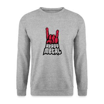 Signal de main du logo Heavy Metal - Sweat-shirt Unisexe - gris chiné - Devant - Alina (178cm) & Michal (187cm)