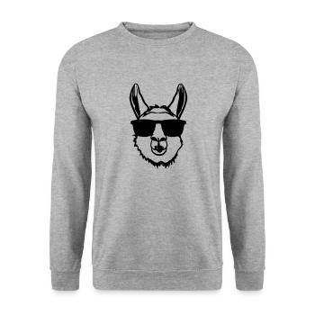 Llama with sunglasses Funny No Drama Llama - Unisex Sweatshirt - salt & pepper - Front - Alina (178cm) & Michal (187cm)