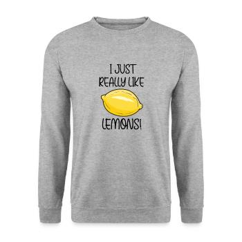 Mag Zitronen, Sommer-Zitrusfrucht-Limonade - Unisex Pullover - Weißgrau meliert - Vorne - Alina (178cm) & Michal (187cm)