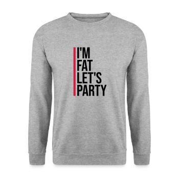 im fat lets party - Unisex Pullover - Weißgrau meliert - Vorne - Alina (178cm) & Michal (187cm)
