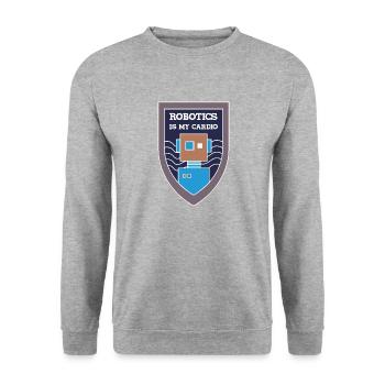 Robotik als Cardio Ironic Spruch Ingenieur Robots - Unisex Pullover - Weißgrau meliert - Vorne - Alina (178cm) & Michal (187cm)