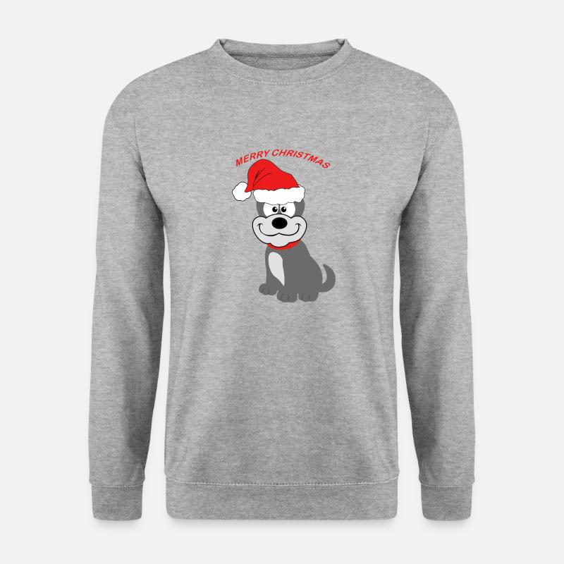 Cute dog with Christmas hat - Unisex Sweatshirt - salt & pepper