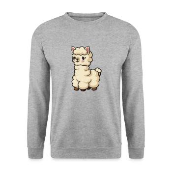 Baby Lama Baby Alpaka Lustig - Unisex Pullover - Weißgrau meliert - Vorne - Alina (178cm) & Michal (187cm)