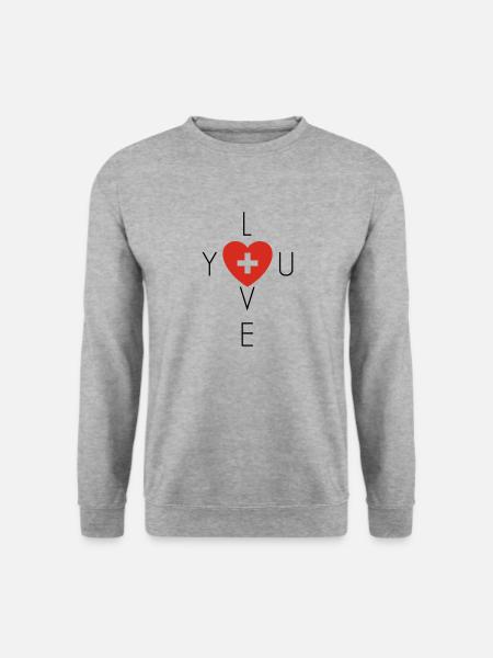 I Love Schweiz - Unisex Pullover - Weißgrau meliert