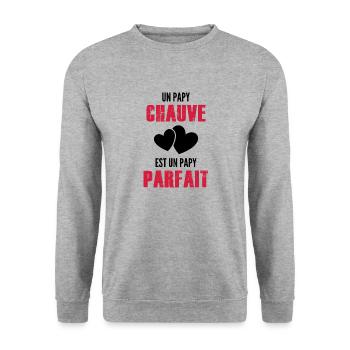 un papy chauve est un papy parfait / cadeau papy - Sweat-shirt Unisexe - gris chiné - Devant - Alina (178cm) & Michal (187cm)