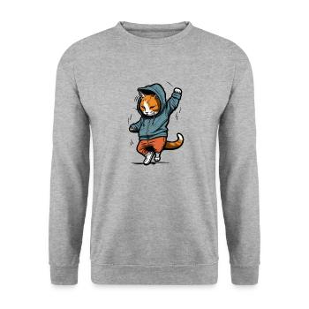 DancingCatHipHop - Unisex Pullover - Weißgrau meliert - Vorne - Alina (178cm) & Michal (187cm)