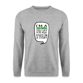 funny literary book author reading novel - Unisex Pullover - Weißgrau meliert - Vorne - Alina (178cm) & Michal (187cm)
