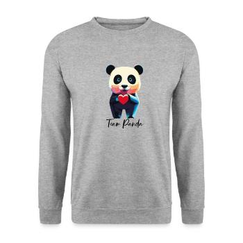 PANDA - Unisex Pullover - Weißgrau meliert - Vorne - Alina (178cm) & Michal (187cm)