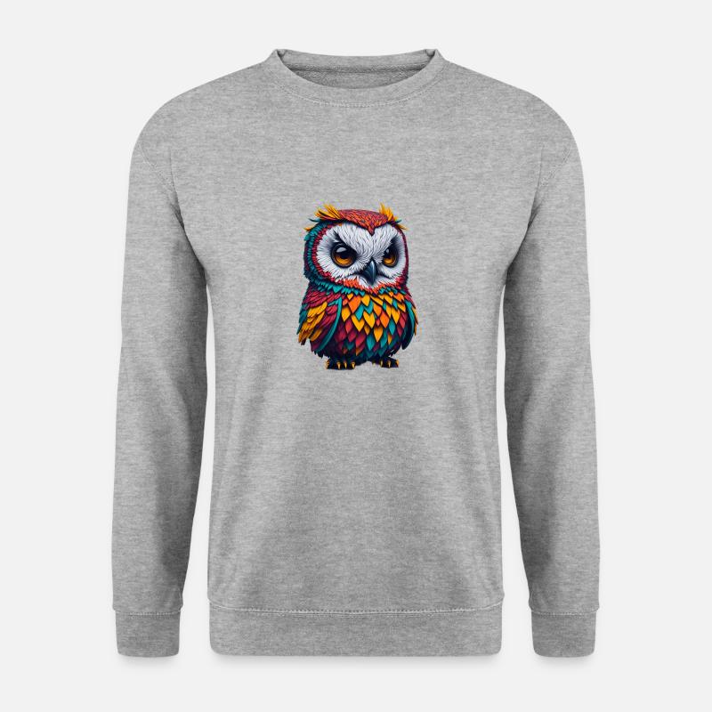 Eule 2 - Unisex Pullover - Weißgrau meliert