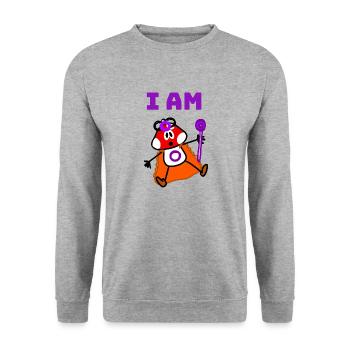 I am O! - Unisex Pullover - Weißgrau meliert - Vorne - Alina (178cm) & Michal (187cm)