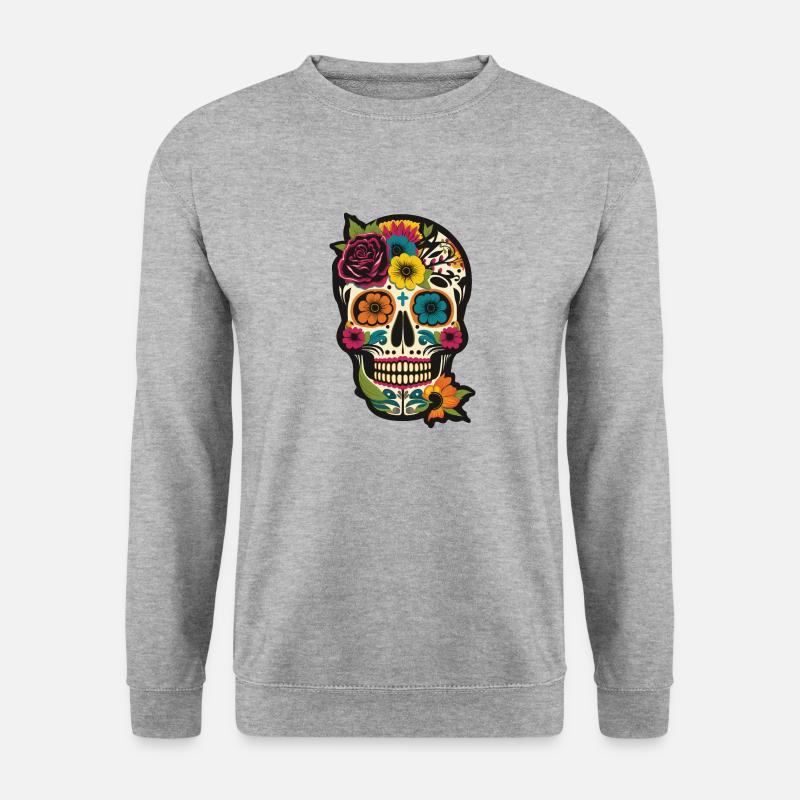 Dia De Los Muertes Flower Design - Unisex Pullover - Weißgrau meliert
