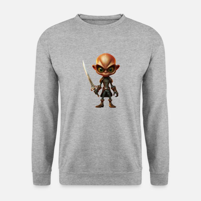 Alien Pirat mit Säbel - Unisex Pullover - Weißgrau meliert