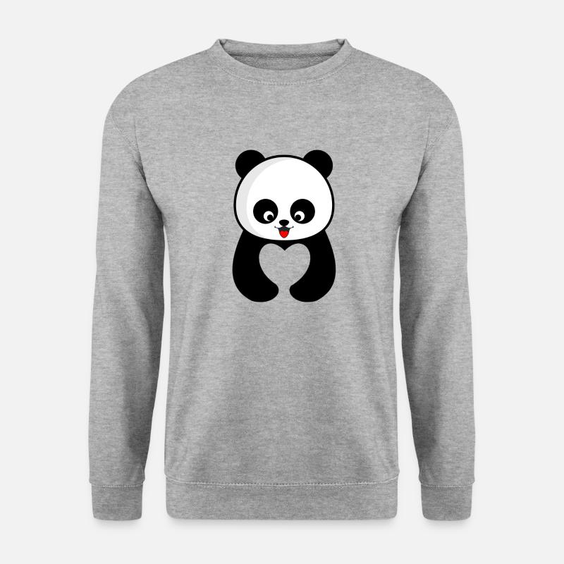 Panda - Unisex Pullover - Weißgrau meliert