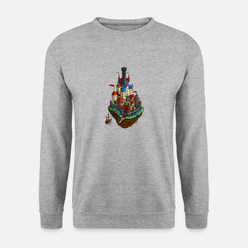 Fliegendes Dorf - Unisex Pullover - Weißgrau meliert