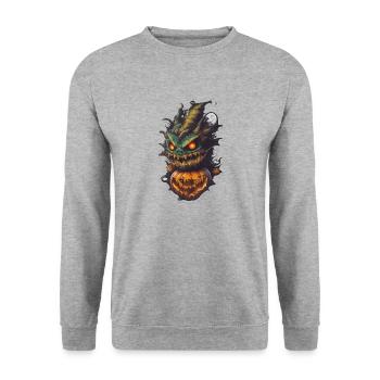 Helloween Pumpkin Monster - Unisex Sweatshirt - salt & pepper - Front - Alina (178cm) & Michal (187cm)