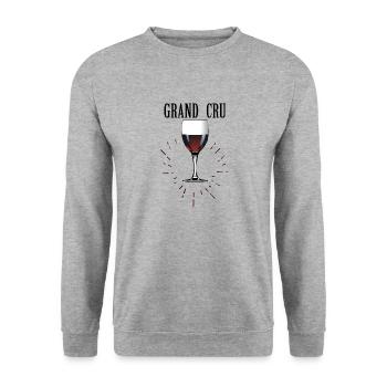 grand cru vin rouge verre humour alcool slogan 61 - Sweat-shirt Unisexe - gris chiné - Devant - Alina (178cm) & Michal (187cm)