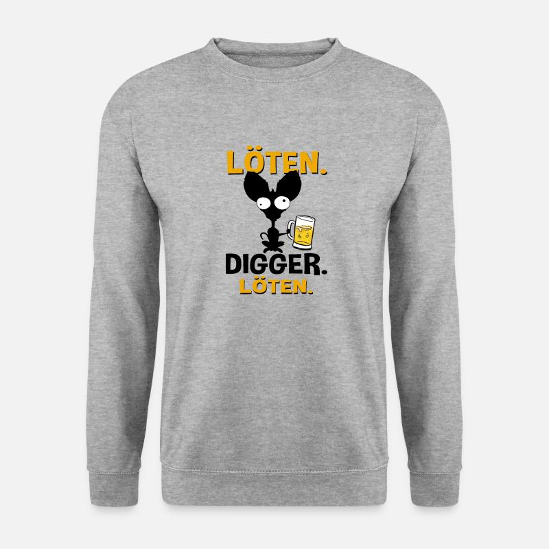Löten Digga Löten Bier Hund - Unisex Pullover - Weißgrau meliert