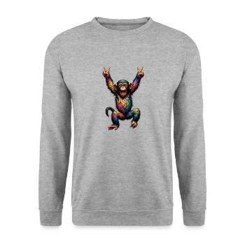 Rainbow Monkey Rainbow Flag Rainbowcore - Unisex Sweatshirt - salt & pepper - Front - Alina (178cm) & Michal (187cm)