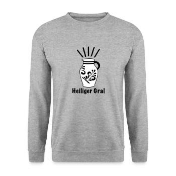 Bembel Heiliger Gral - DasFrankfurter Original - Unisex Pullover - Weißgrau meliert - Vorne - Alina (178cm) & Michal (187cm)