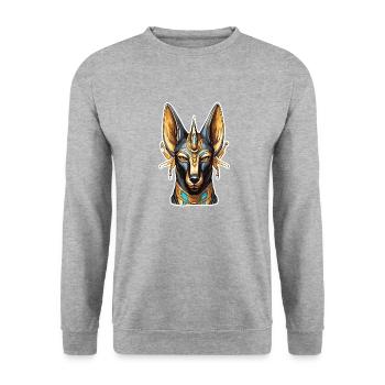 Ägypten / Pharao / Mumien / Hieroglyphen / Sphinx - Unisex Pullover - Weißgrau meliert - Vorne - Alina (178cm) & Michal (187cm)