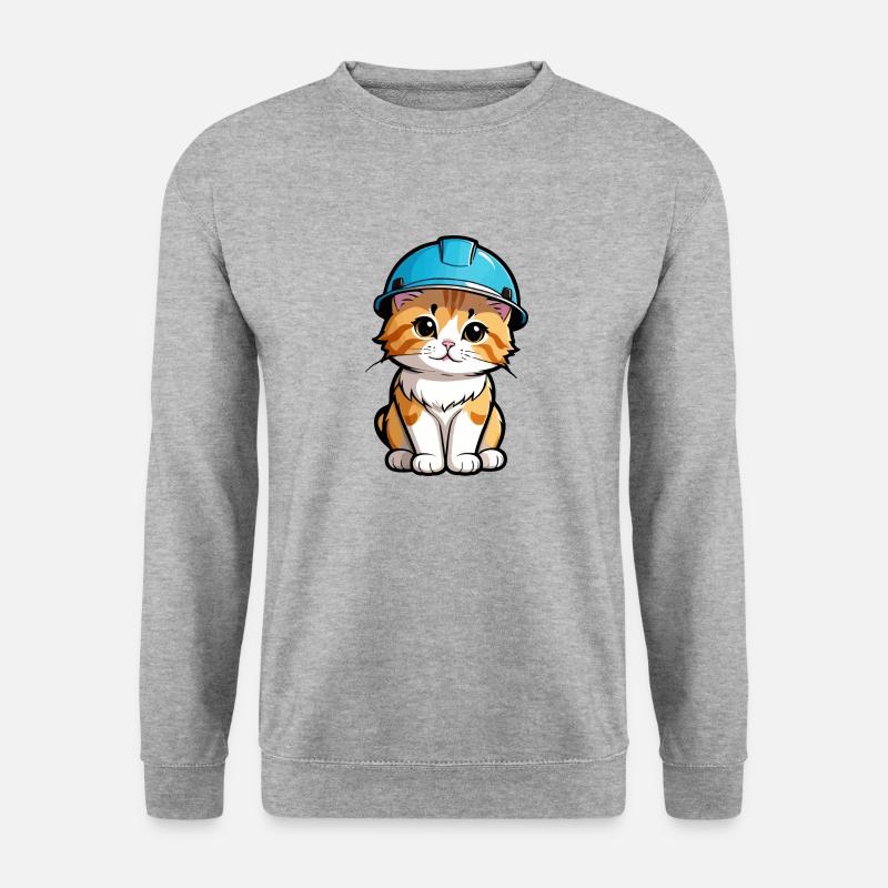 Kätzchen mit Schutzhelm - Unisex Pullover - Weißgrau meliert