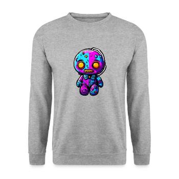Poupée d’horreur / Halloween / Effrayant / Sombre - Sweat-shirt Unisexe - gris chiné - Devant - Alina (178cm) & Michal (187cm)