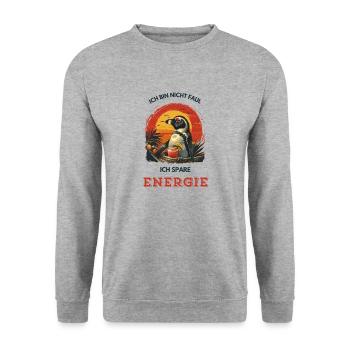 Penguin Lazy Fun Funny Saying Chilling - Unisex Sweatshirt - salt & pepper - Front - Alina (178cm) & Michal (187cm)